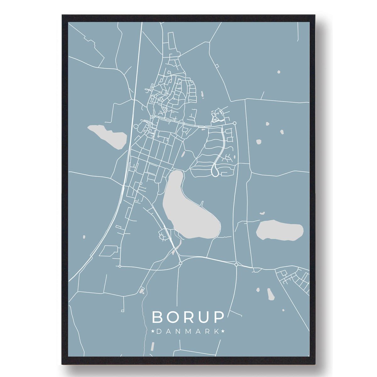 Borup plakat - lyseblå (Størrelse: L - 50x70cm (B2))