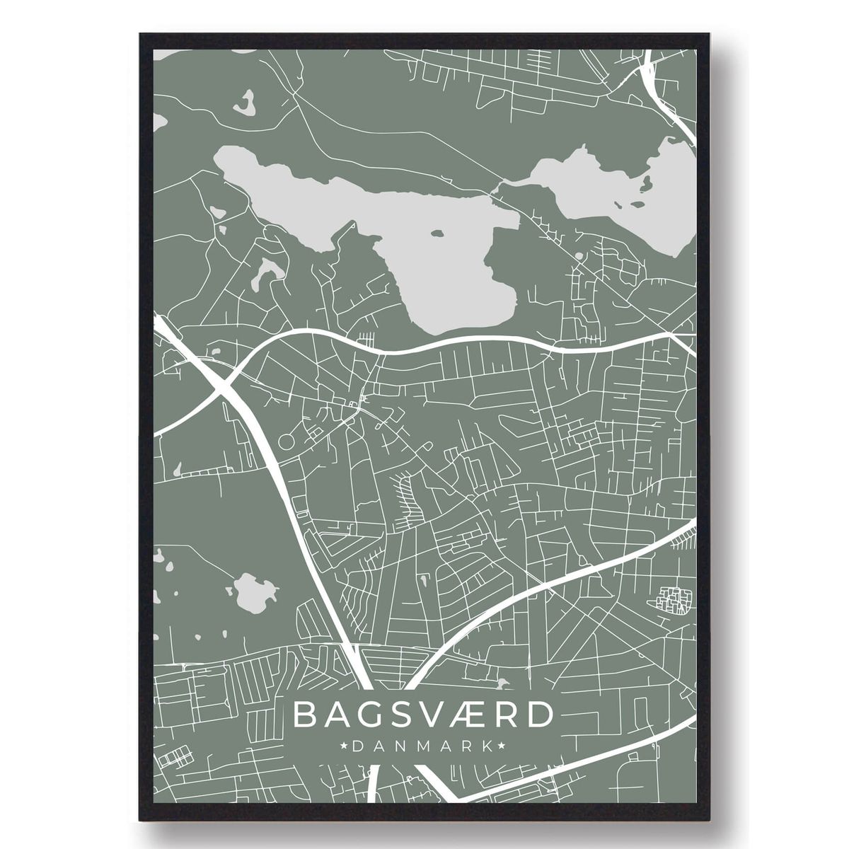 Bagsværd plakat - grøn (Størrelse: L - 50x70cm (B2))