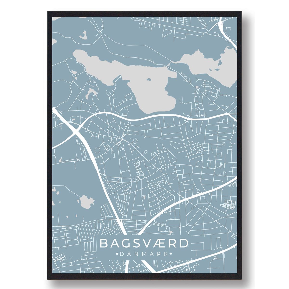 Bagsværd plakat - lyseblå (Størrelse: L - 50x70cm (B2))