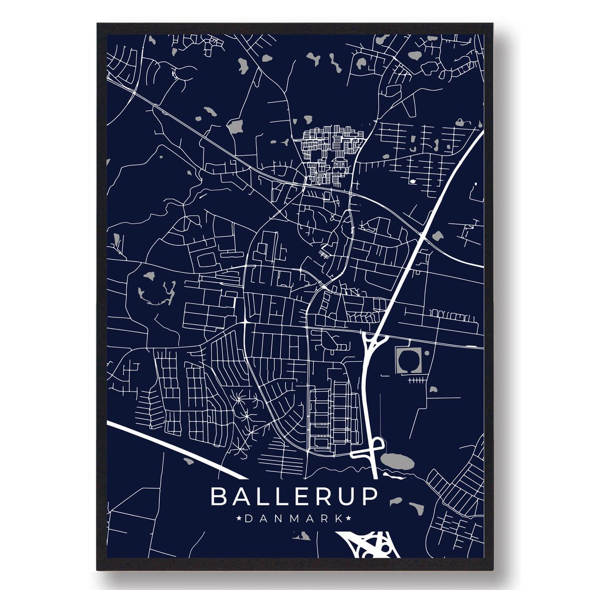 Ballerup plakat - mørkeblå (Størrelse: L - 50x70cm (B2))