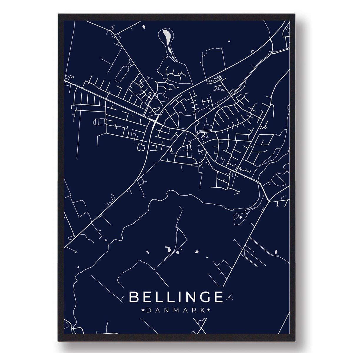 Bellinge plakat - mørkeblå (Størrelse: L - 50x70cm (B2))