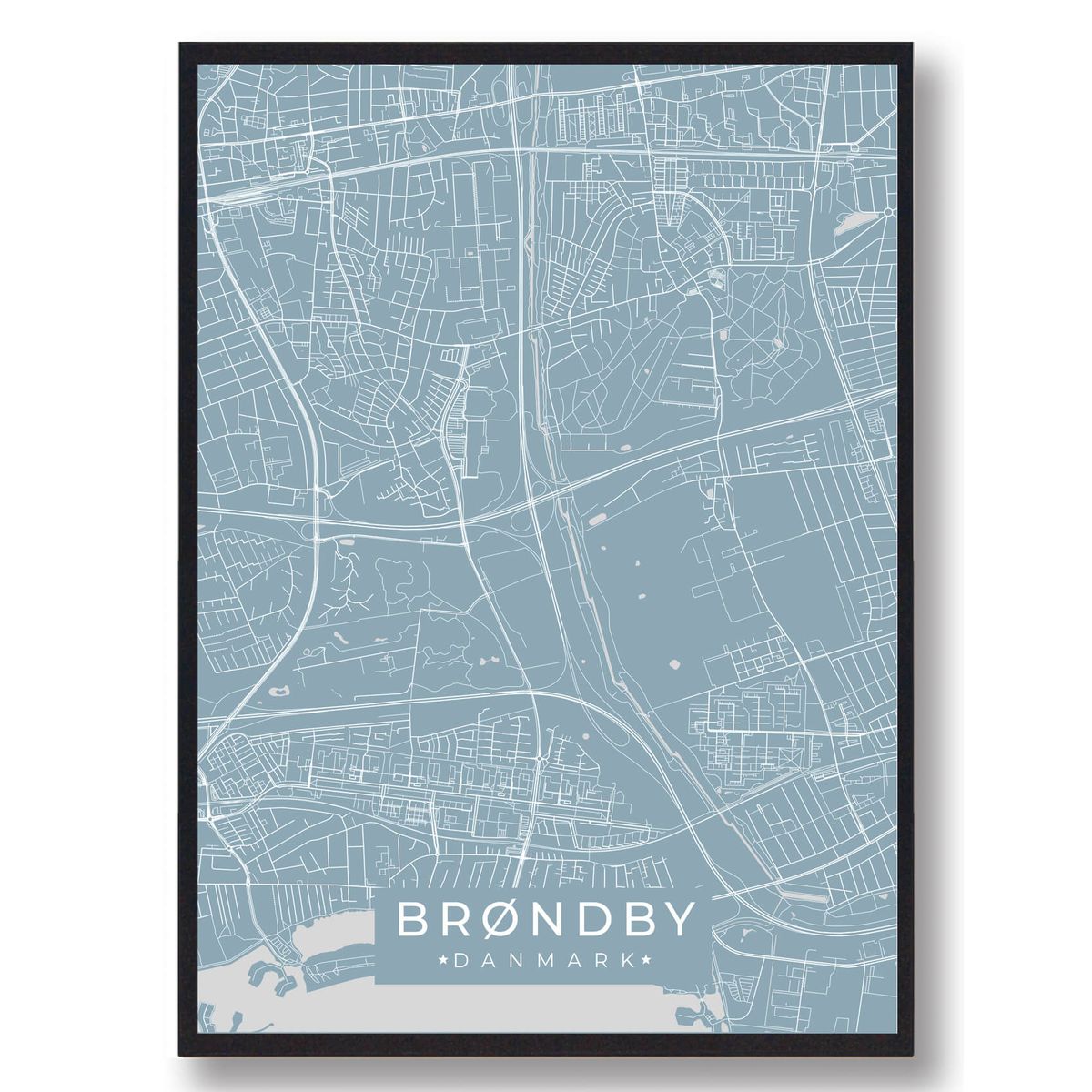 Brøndby plakat - lyseblå (Størrelse: L - 50x70cm (B2))