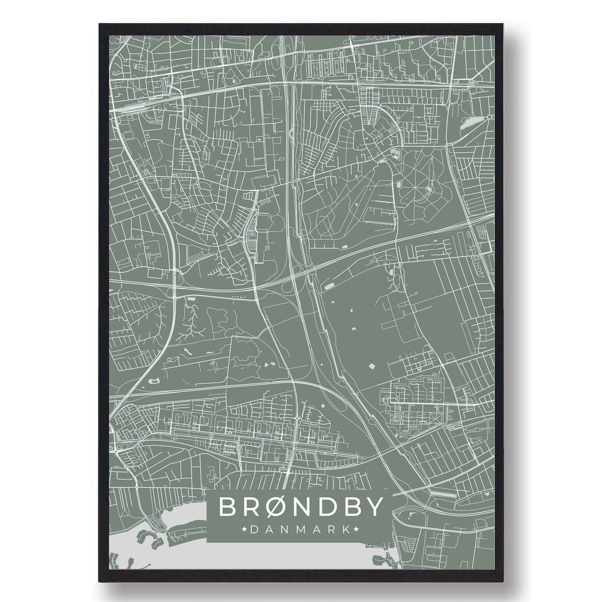 Brøndby plakat - grøn (Størrelse: L - 50x70cm (B2))