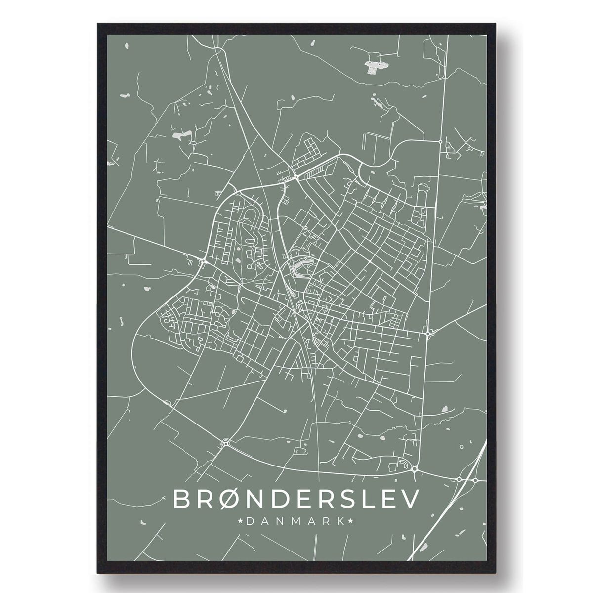 Brønderslev plakat - grøn (Størrelse: L - 50x70cm (B2))