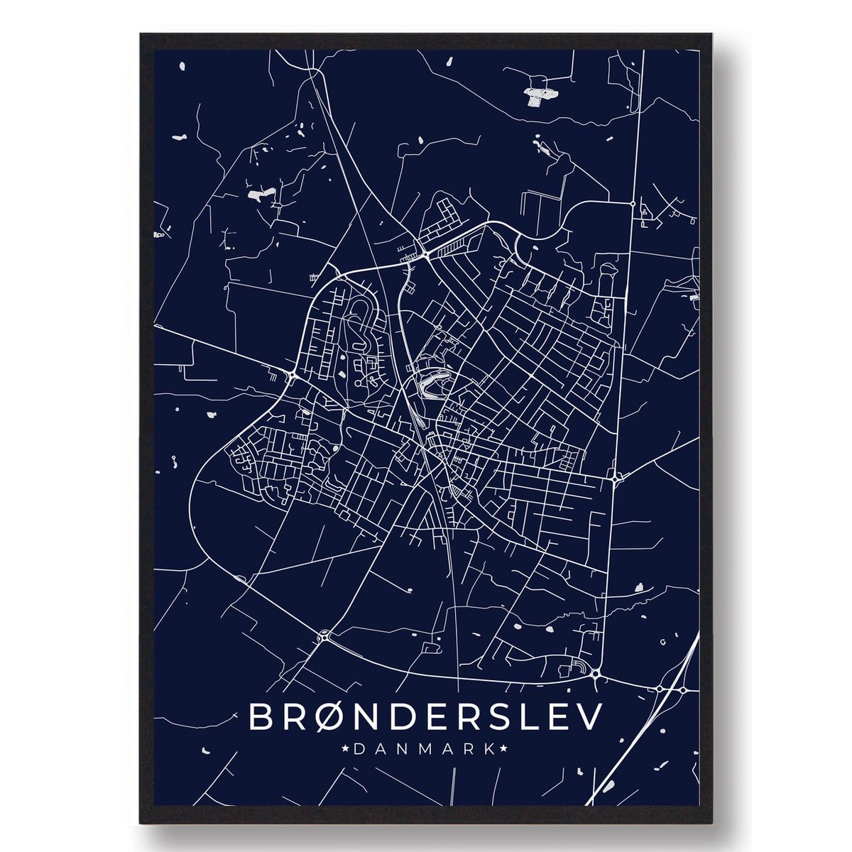 Brønderslev plakat - mørkeblå (Størrelse: L - 50x70cm (B2))