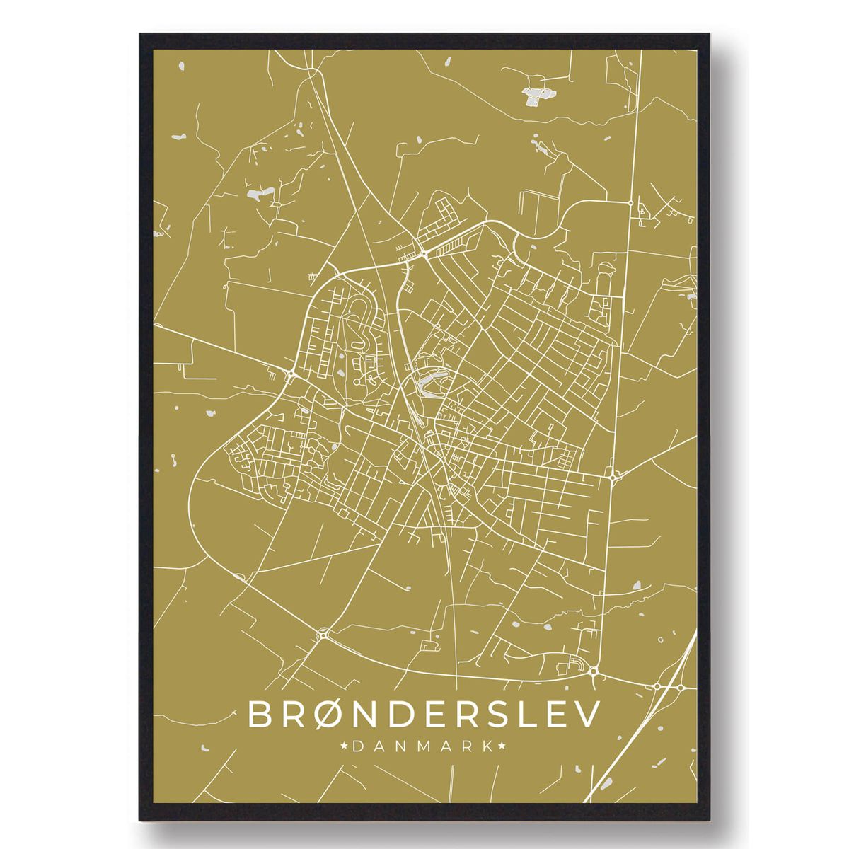 Brønderslev plakat - gul (Størrelse: L - 50x70cm (B2))