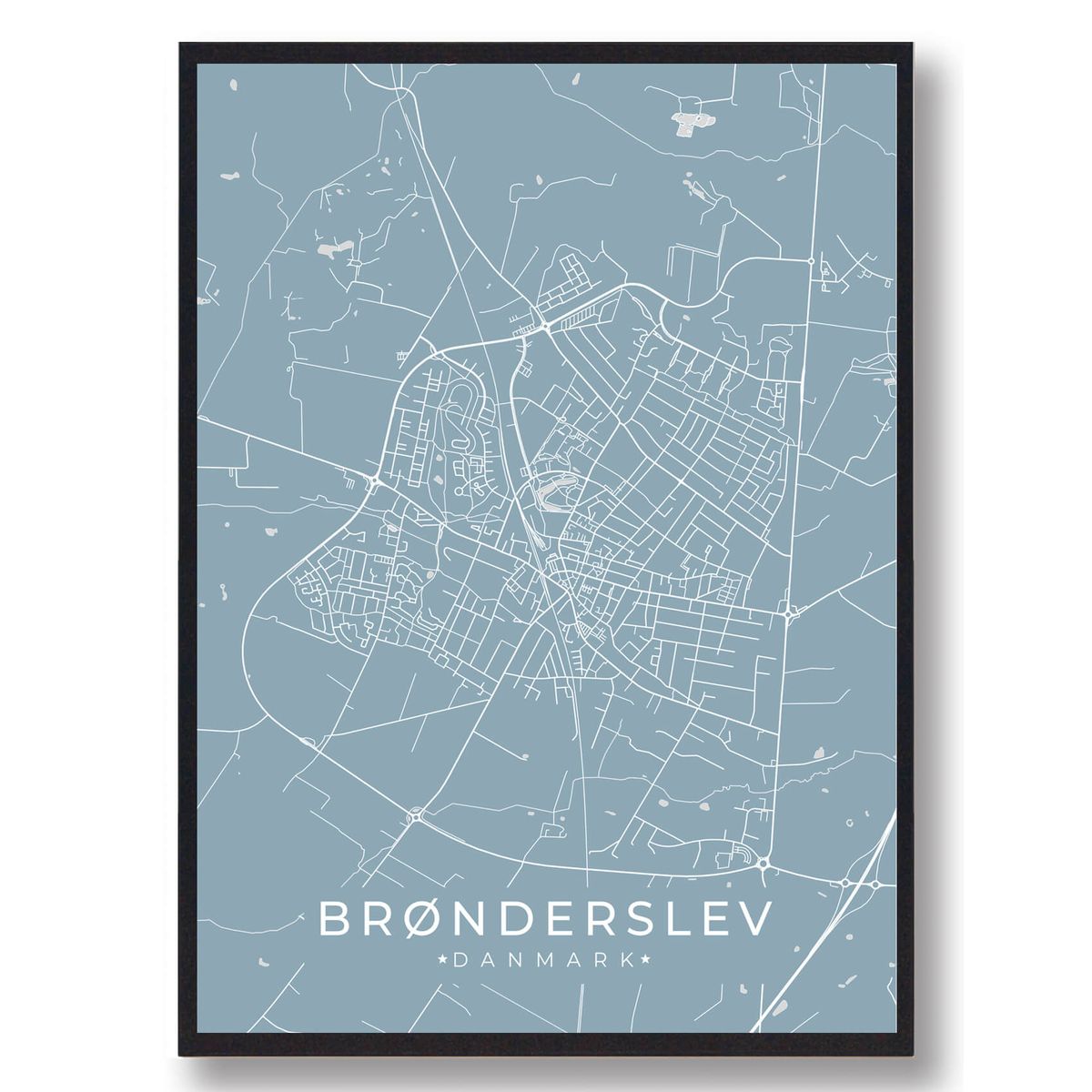 Brønderslev plakat - lyseblå (Størrelse: L - 50x70cm (B2))