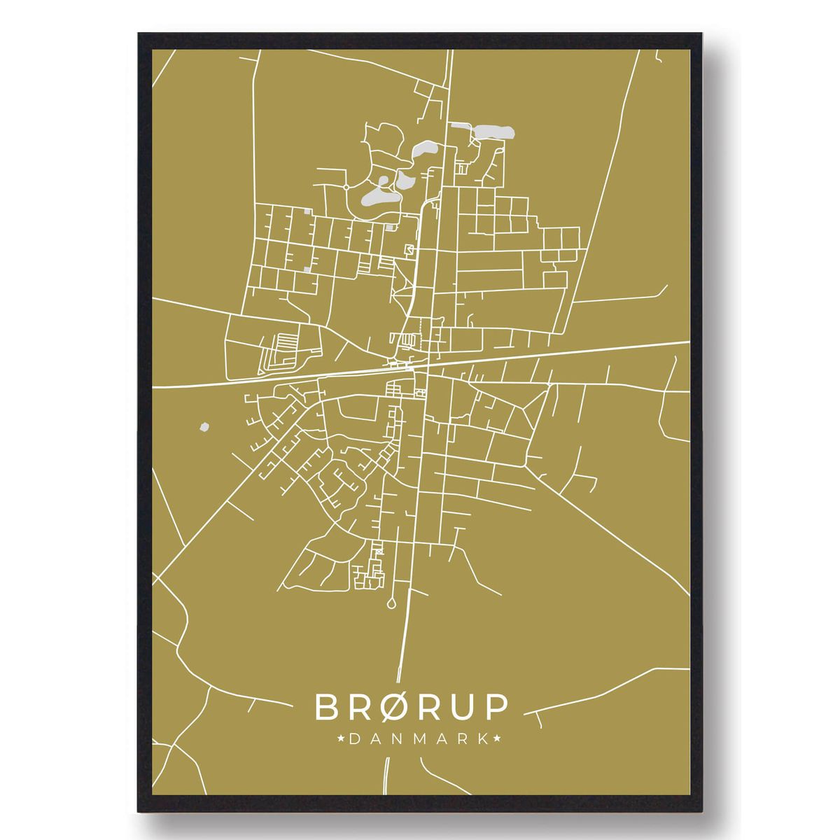 Brørup plakat - gul (Størrelse: L - 50x70cm (B2))