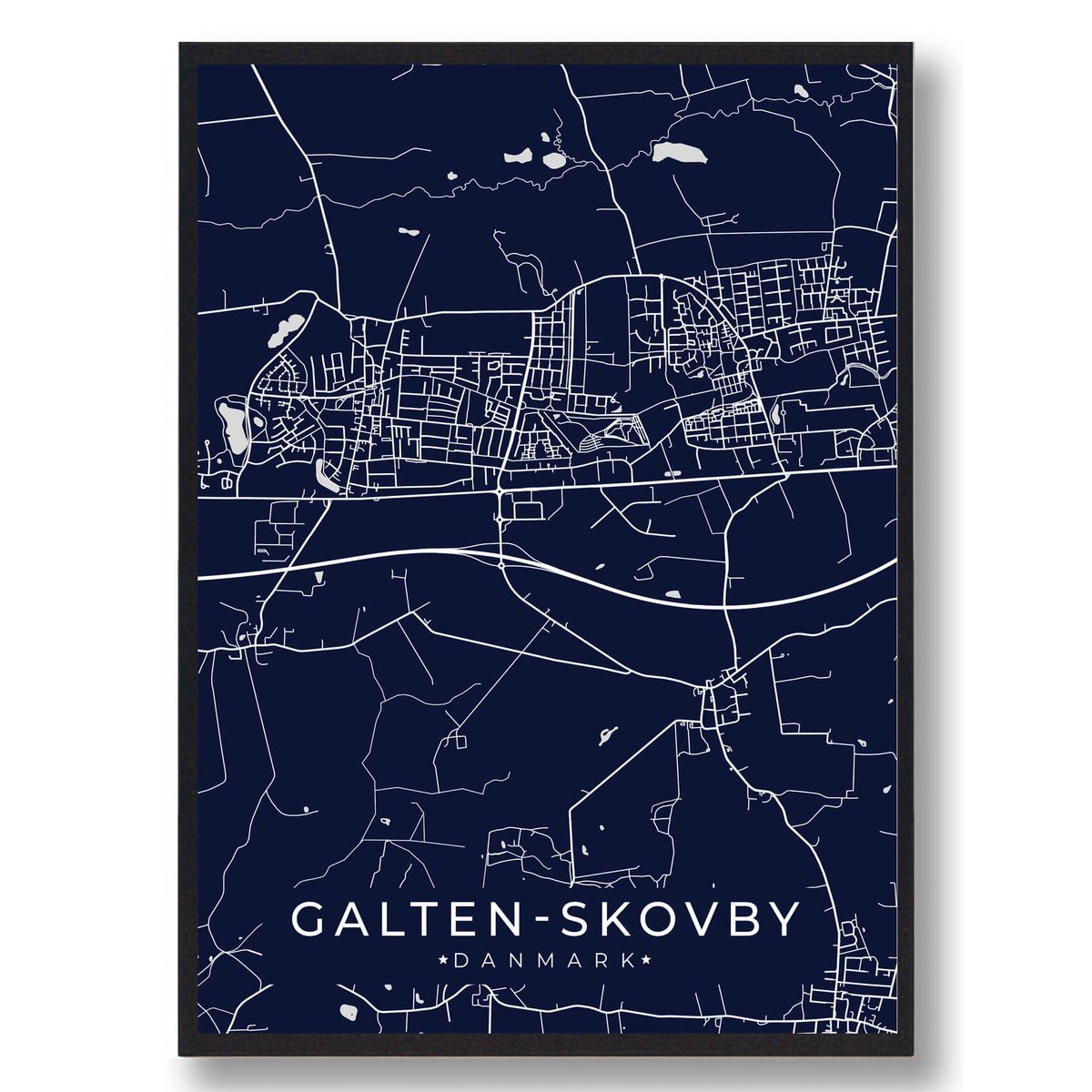 Galten-Skovby plakat - mørkeblå (Størrelse: L - 50x70cm (B2))