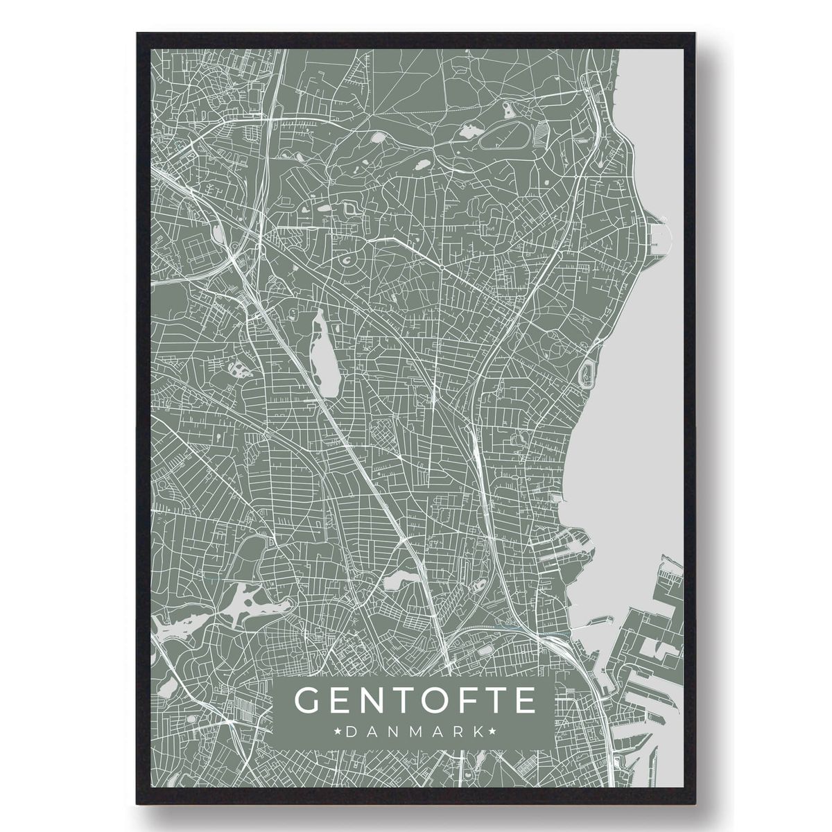 Gentofte plakat - grøn (Størrelse: L - 50x70cm (B2))