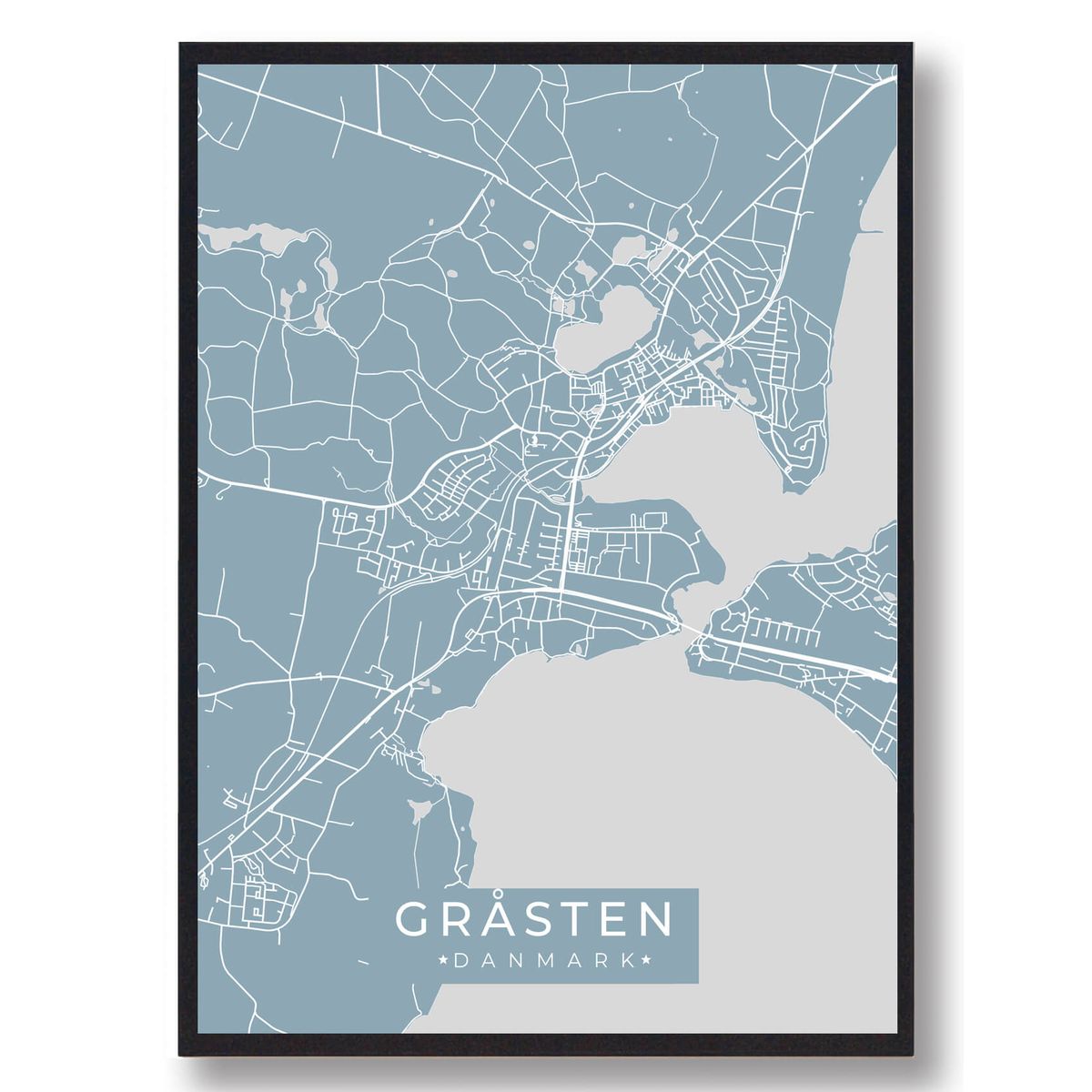 Gråsten plakat - lyseblå (Størrelse: L - 50x70cm (B2))