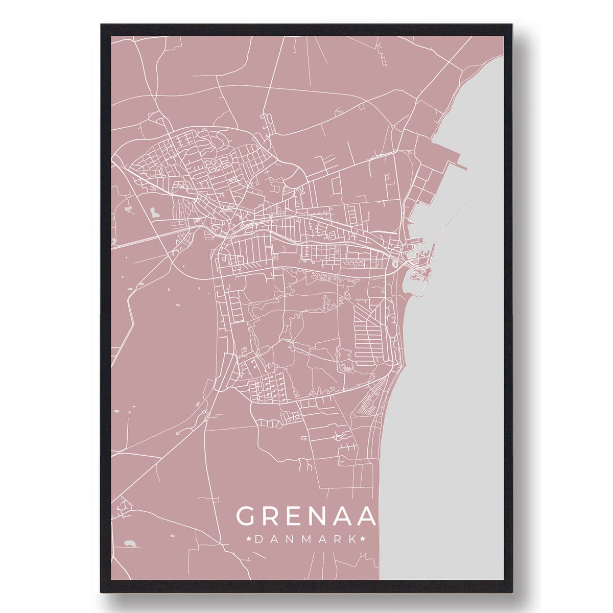 Grenaa plakat - rosa (Størrelse: L - 50x70cm (B2))