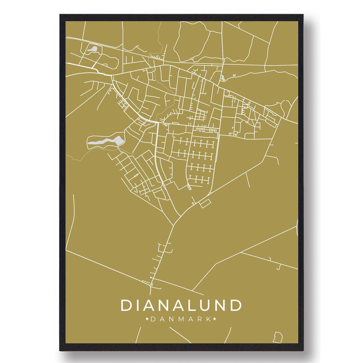 Dianalund plakat - gul (Størrelse: L - 50x70cm (B2))