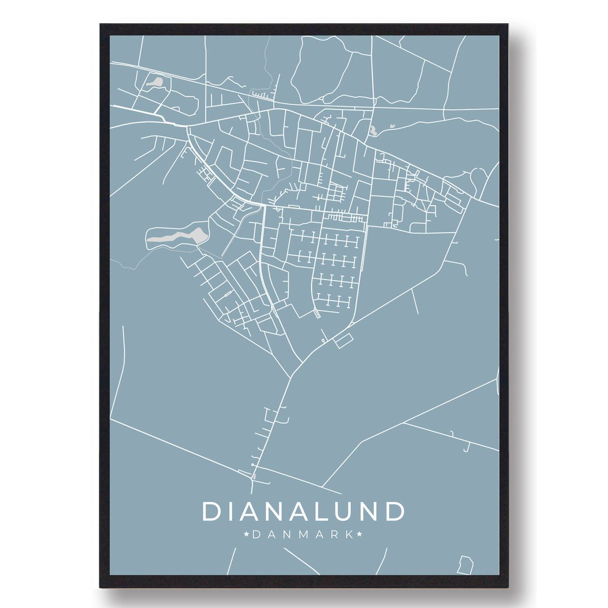 Dianalund plakat - lyseblå (Størrelse: L - 50x70cm (B2))