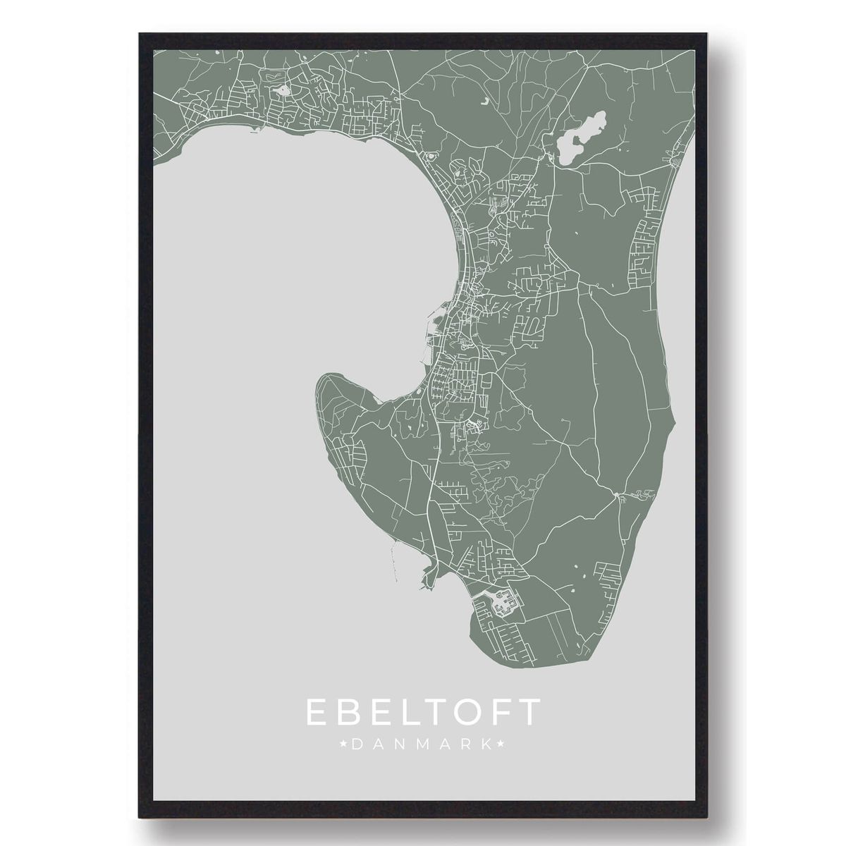 Ebeltoft plakat - grøn (Størrelse: L - 50x70cm (B2))