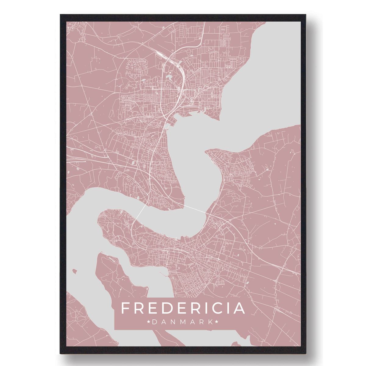 Fredericia plakat - lyserød (Størrelse: L - 50x70cm (B2))