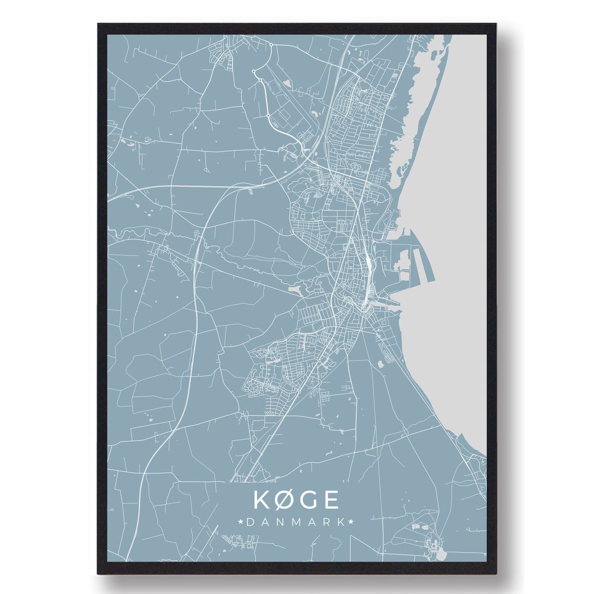 Køge plakat - lyseblå (Størrelse: L - 50x70cm (B2))