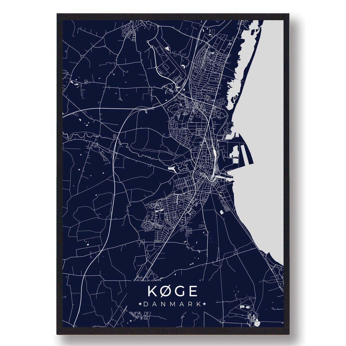 Køge plakat - mørkeblå (Størrelse: L - 50x70cm (B2))