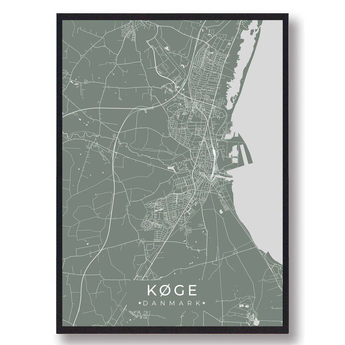 Køge plakat - grøn (Størrelse: L - 50x70cm (B2))