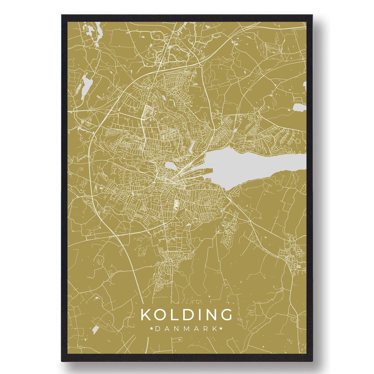 Kolding plakat - gul (Størrelse: L - 50x70cm (B2))