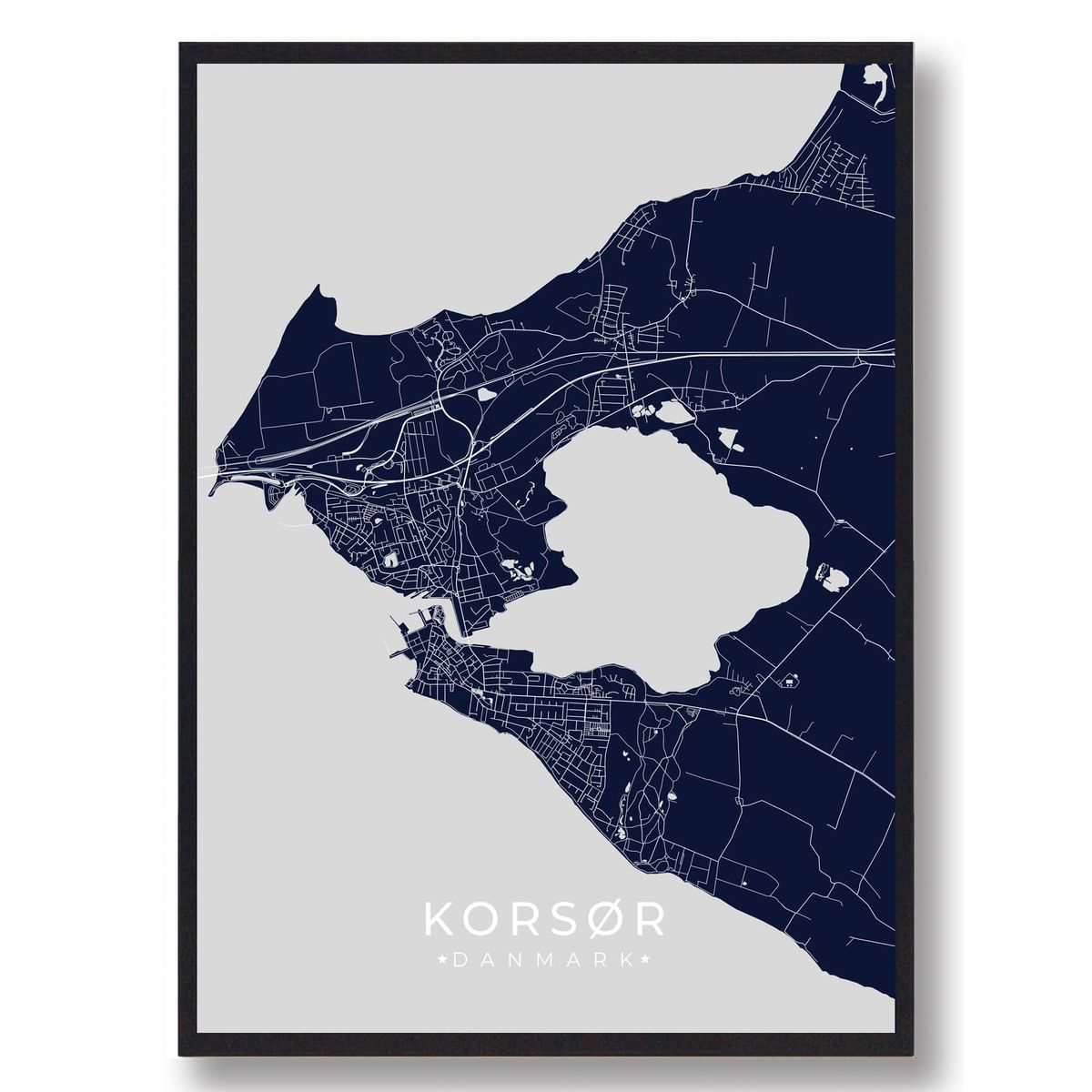 Korsør plakat - mørkeblå (Størrelse: L - 50x70cm (B2))