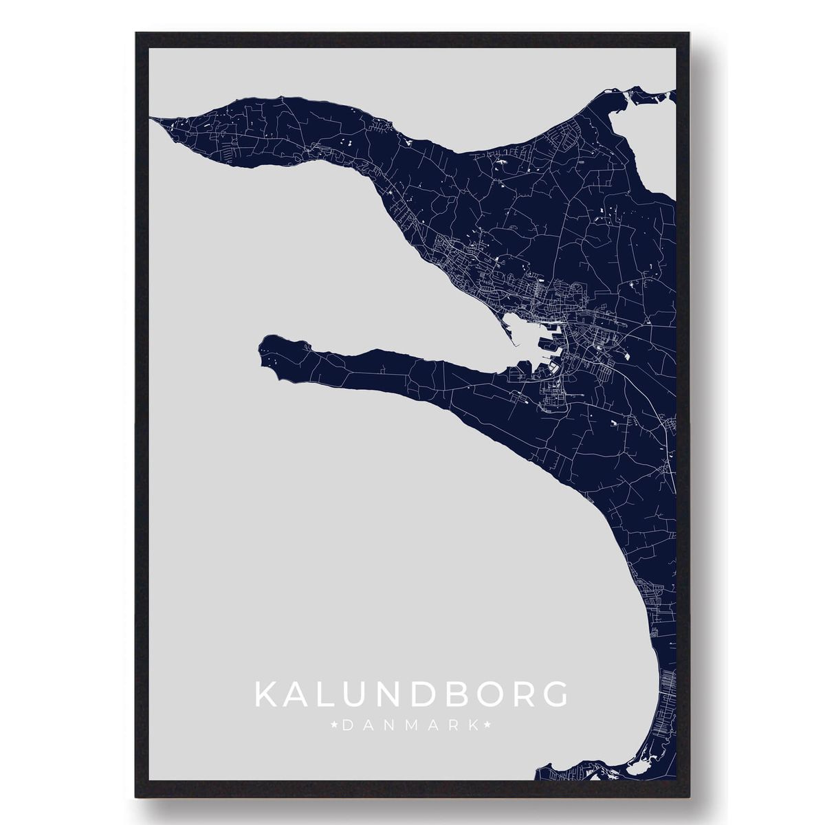 Kalundborg plakat - mørkeblå (Størrelse: L - 50x70cm (B2))