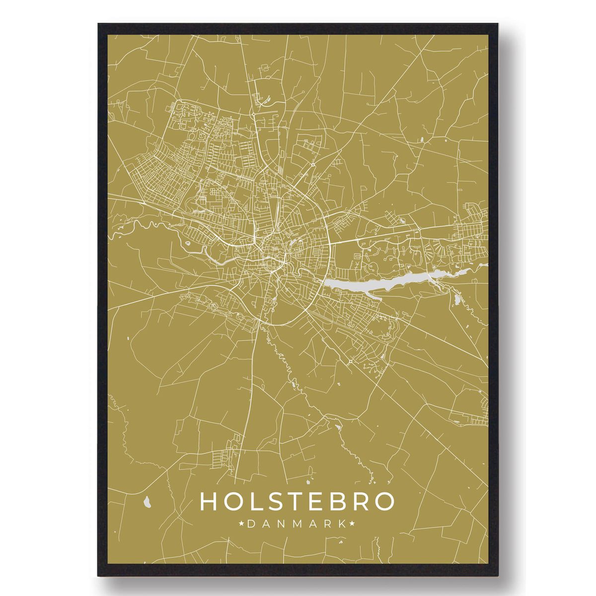 Holstebro plakat - gul (Størrelse: L - 50x70cm (B2))