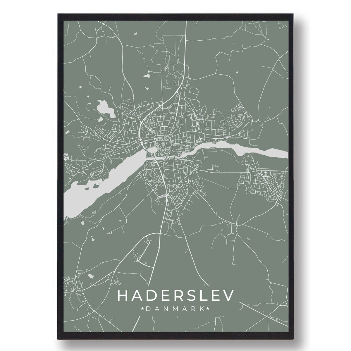 Haderslev plakat - grøn (Størrelse: L - 50x70cm (B2))