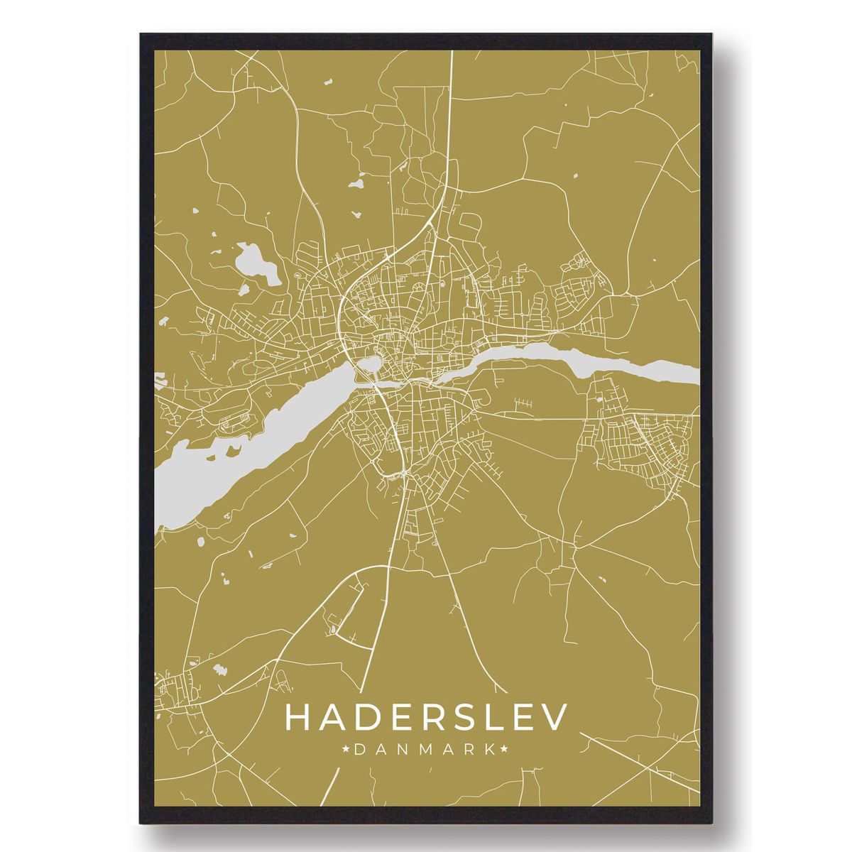 Haderslev plakat - gul (Størrelse: L - 50x70cm (B2))