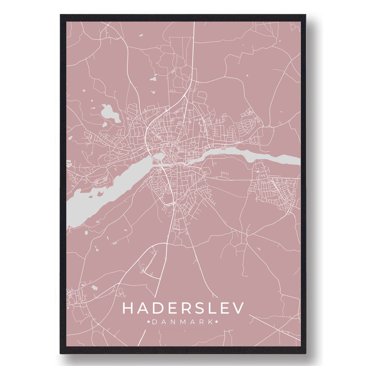 Haderslev plakat - rosa (Størrelse: L - 50x70cm (B2))