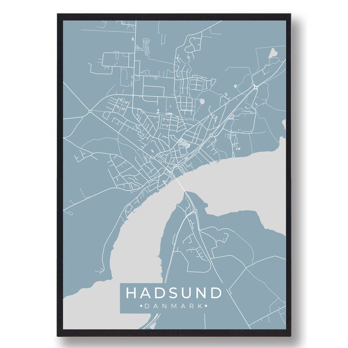 Hadsund plakat - lyseblå (Størrelse: L - 50x70cm (B2))