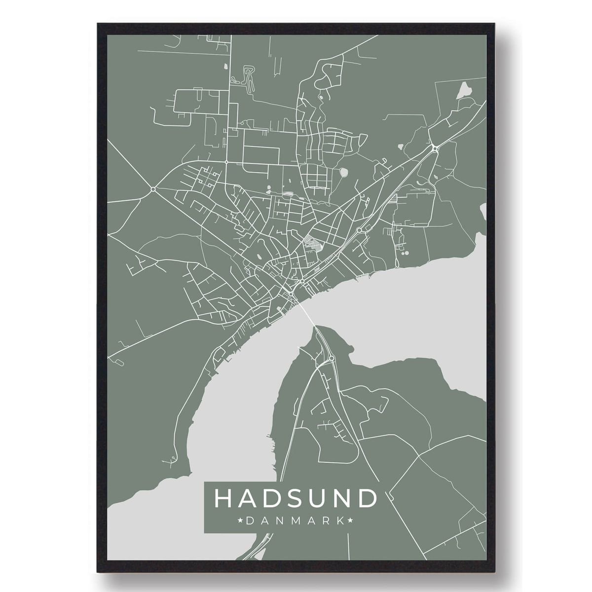 Hadsund plakat - grøn (Størrelse: L - 50x70cm (B2))