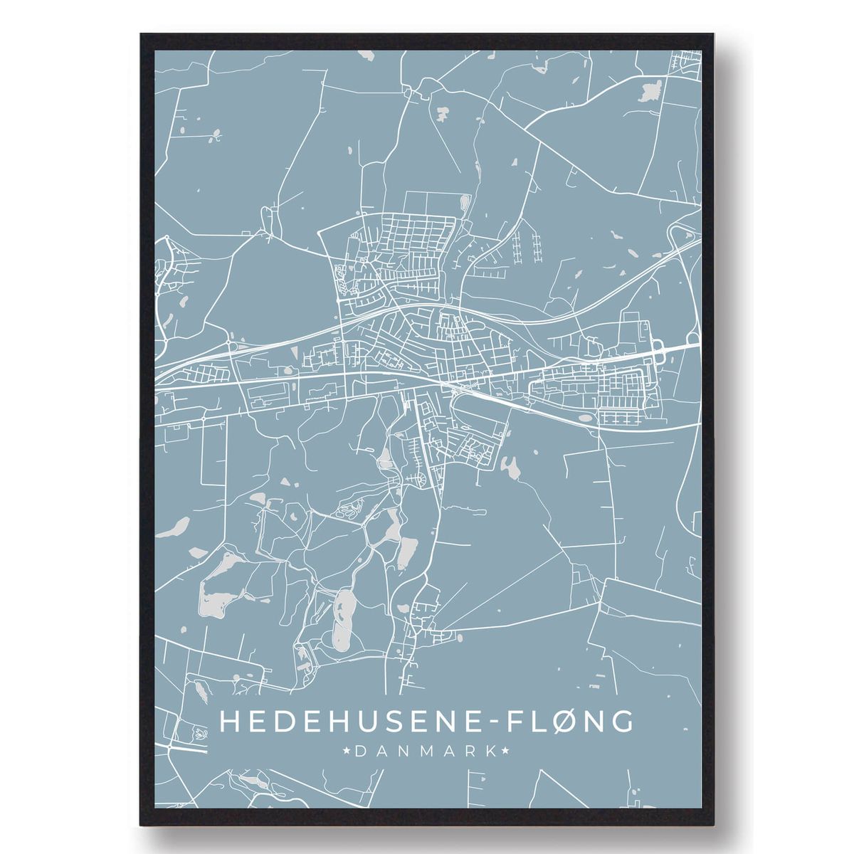 Hedehusene-Fløng plakat - lyseblå (Størrelse: L - 50x70cm (B2))