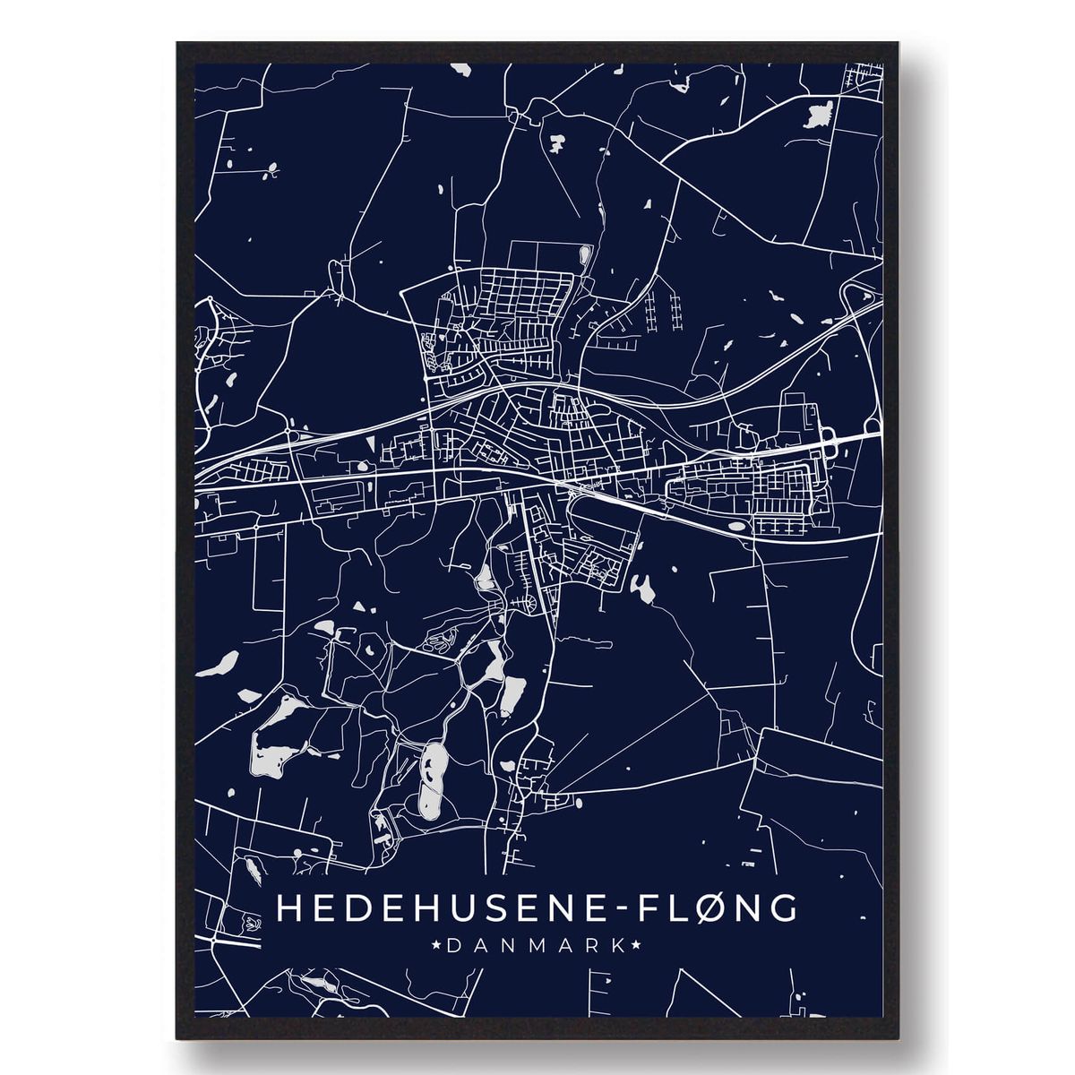 Hedehusene-Fløng plakat - mørkeblå (Størrelse: L - 50x70cm (B2))