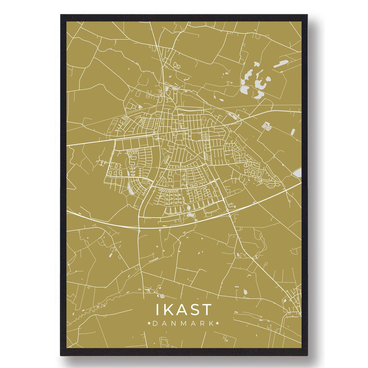 Ikast plakat - gul (Størrelse: L - 50x70cm (B2))