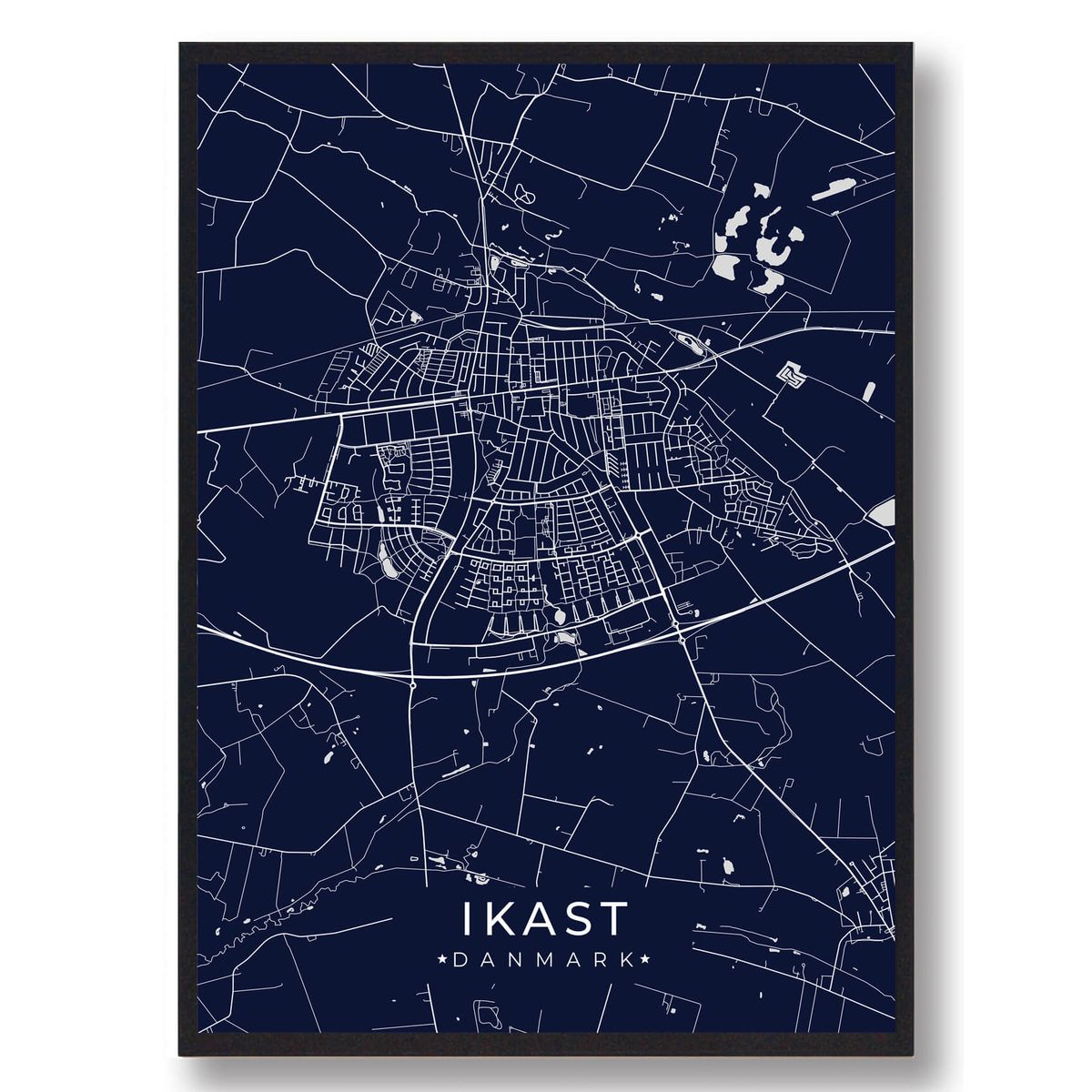 Ikast plakat - mørkeblå (Størrelse: L - 50x70cm (B2))