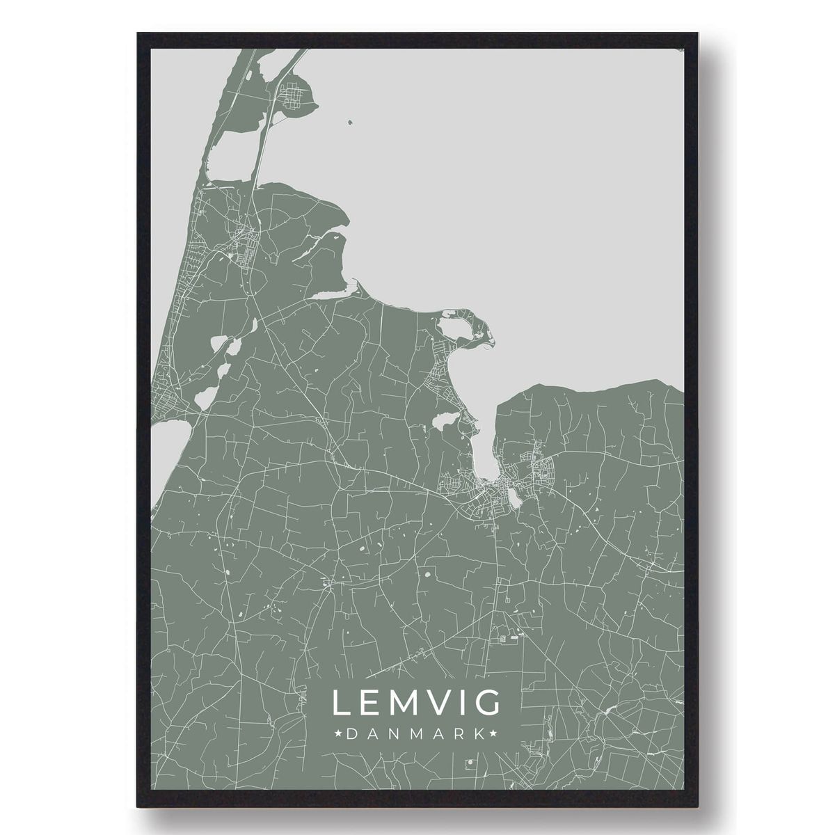 Lemvig plakat - grøn (Størrelse: L - 50x70cm (B2))