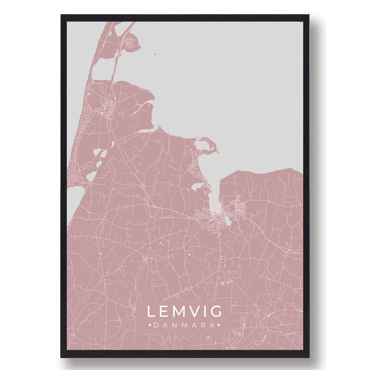 Lemvig plakat - rosa (Størrelse: L - 50x70cm (B2))