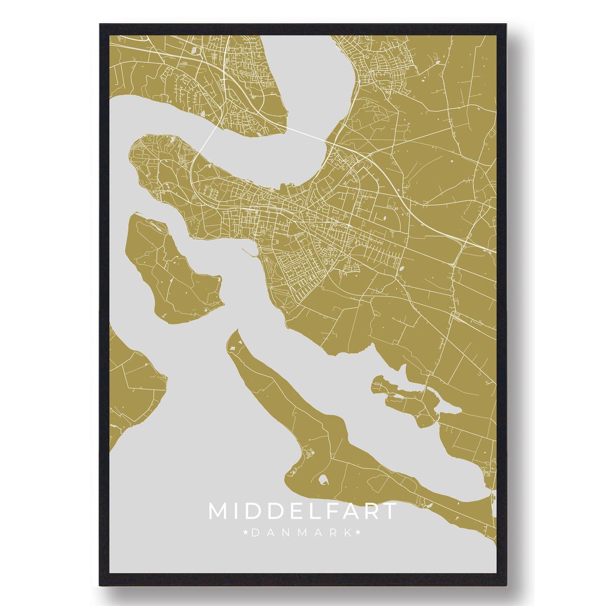 Middelfart plakat - gul (Størrelse: L - 50x70cm (B2))