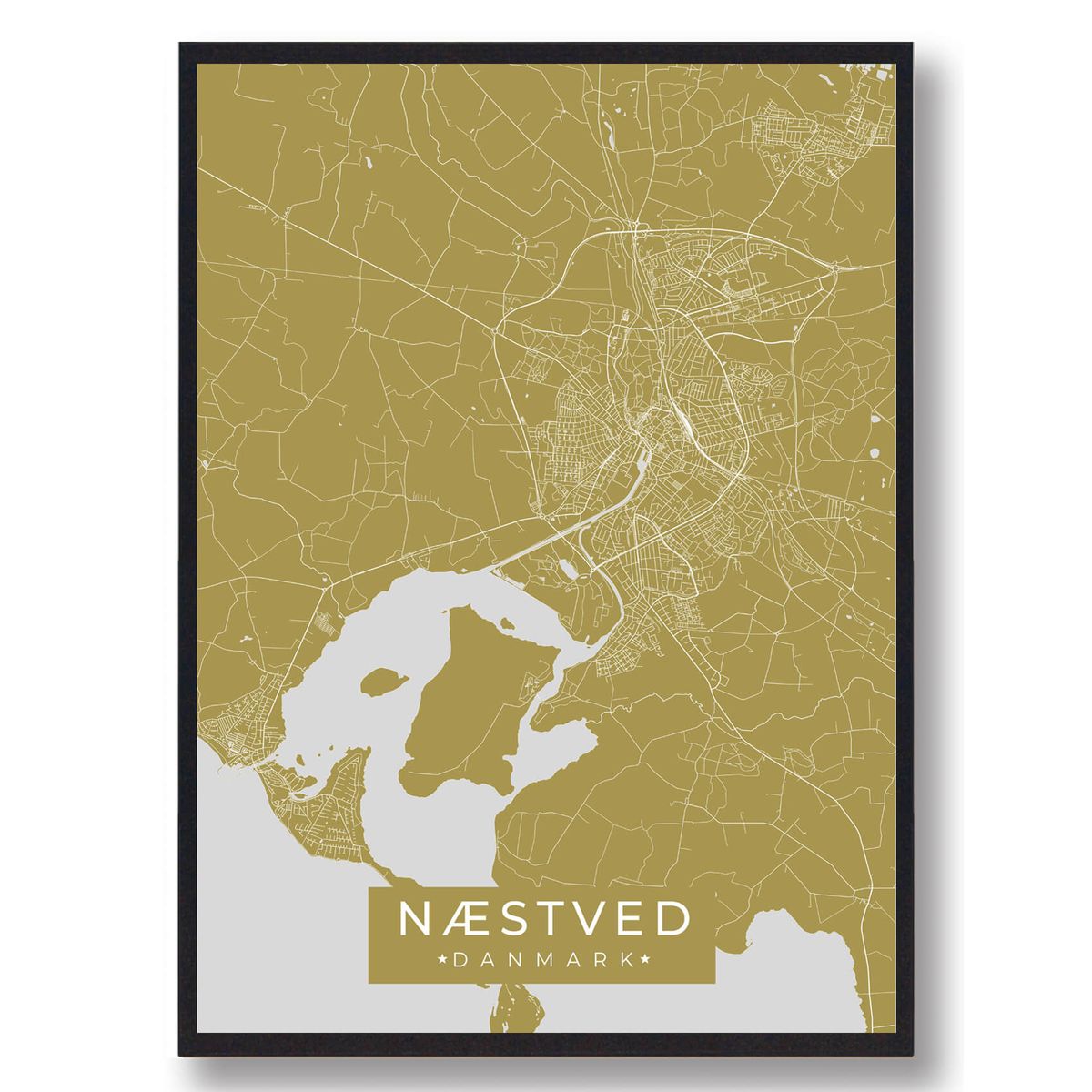 Næstved plakat - gul (Størrelse: L - 50x70cm (B2))