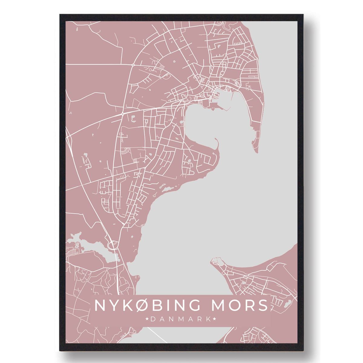 Nykøbing Mors plakat - rosa (Størrelse: L - 50x70cm (B2))