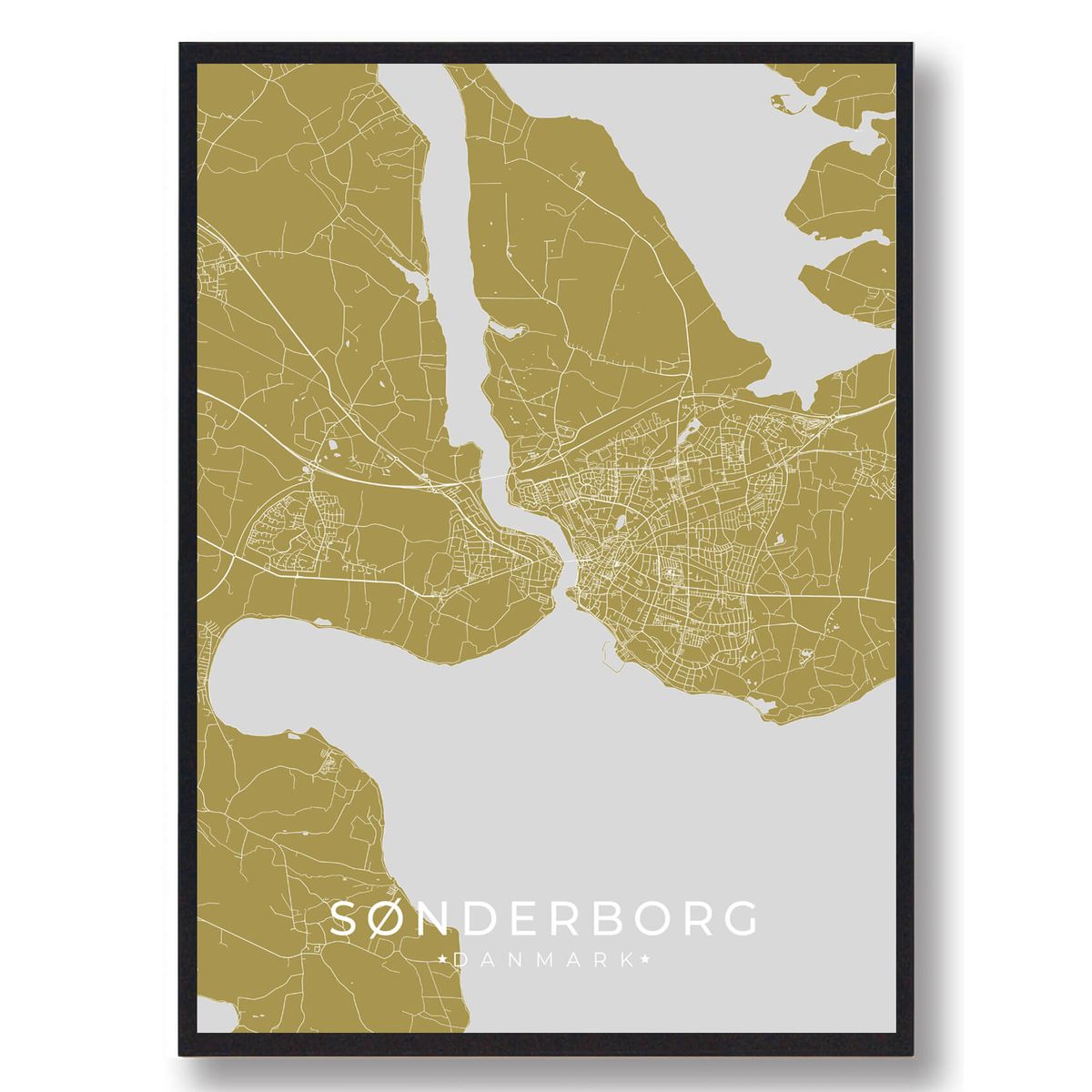 Sønderborg plakat - gul (Størrelse: L - 50x70cm (B2))