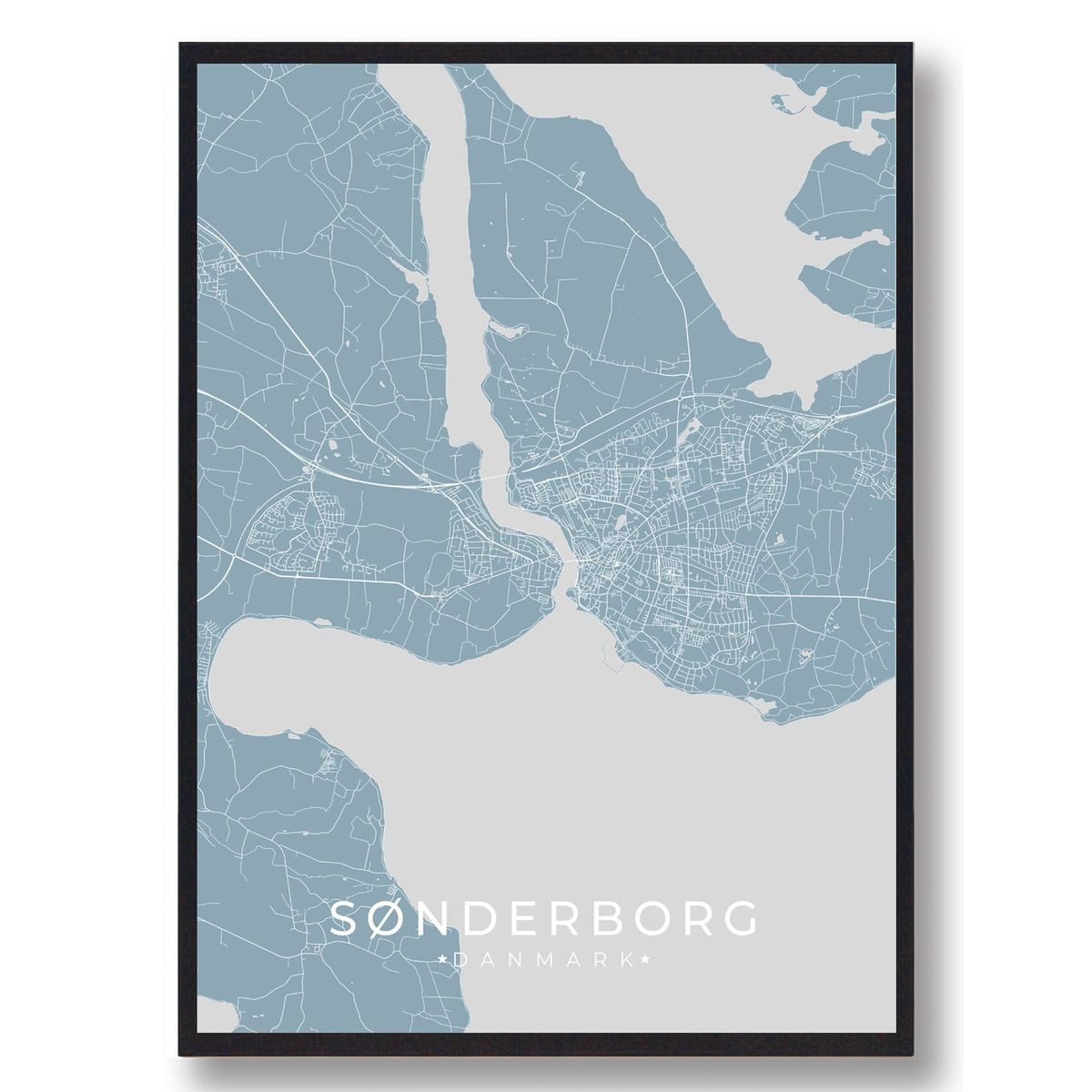 Sønderborg plakat - lyseblå (Størrelse: L - 50x70cm (B2))