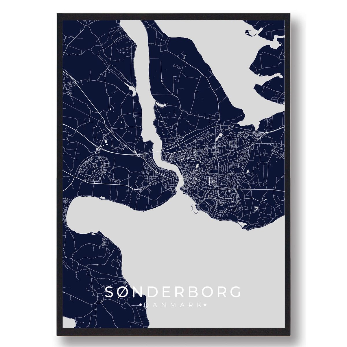 Sønderborg plakat - mørkeblå (Størrelse: L - 50x70cm (B2))