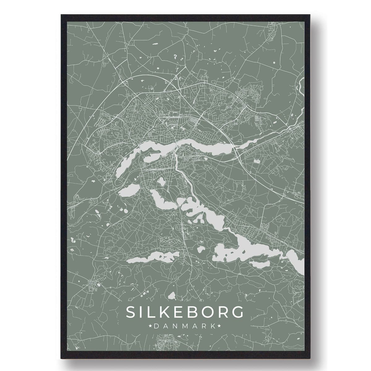 Silkeborg plakat - grøn (Størrelse: L - 50x70cm (B2))