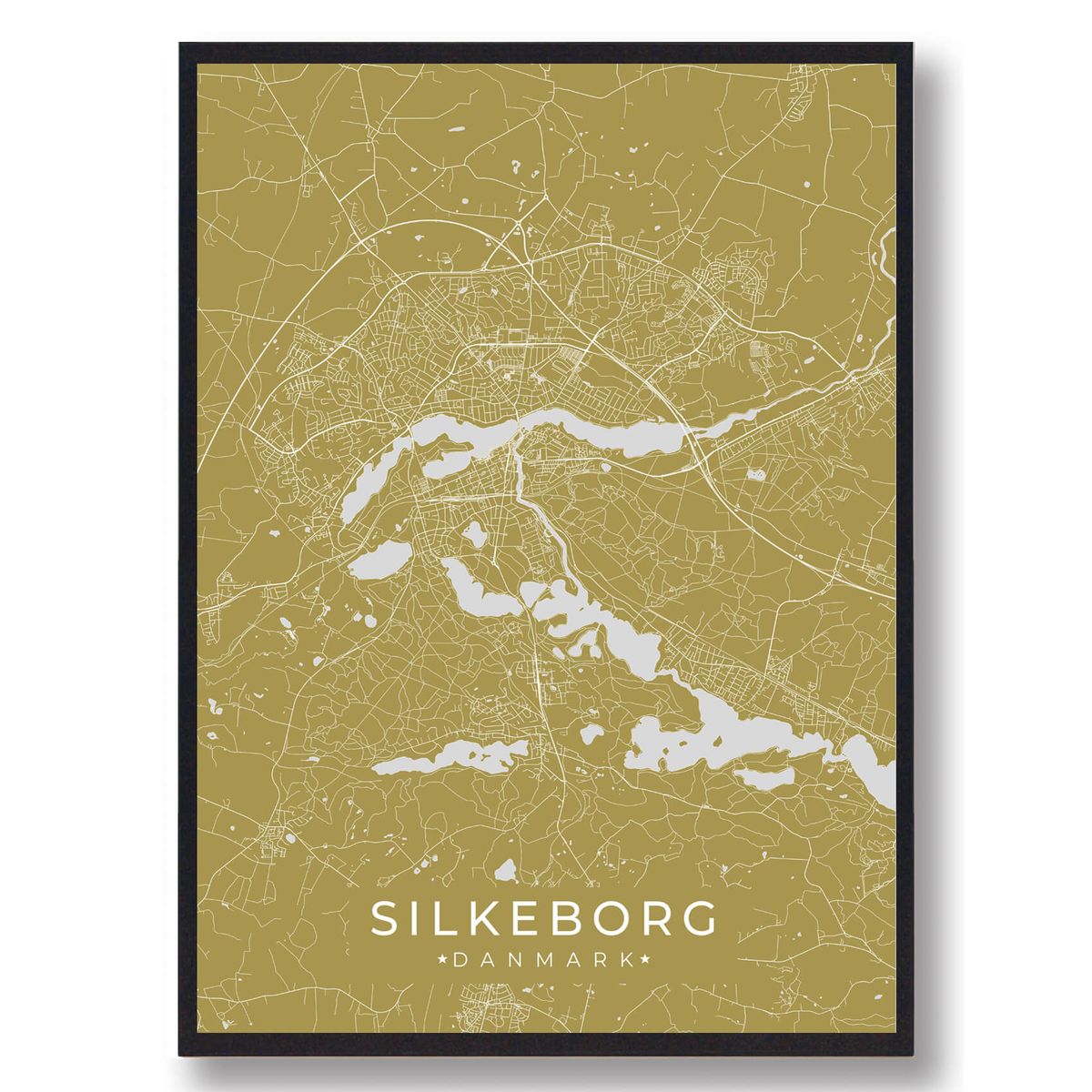 Silkeborg plakat - gul (Størrelse: L - 50x70cm (B2))