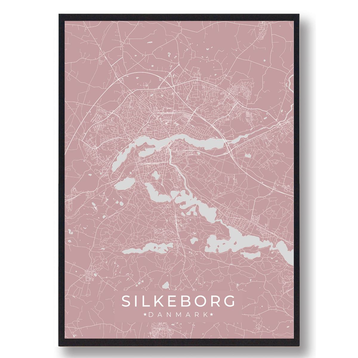 Silkeborg plakat - rosa (Størrelse: L - 50x70cm (B2))