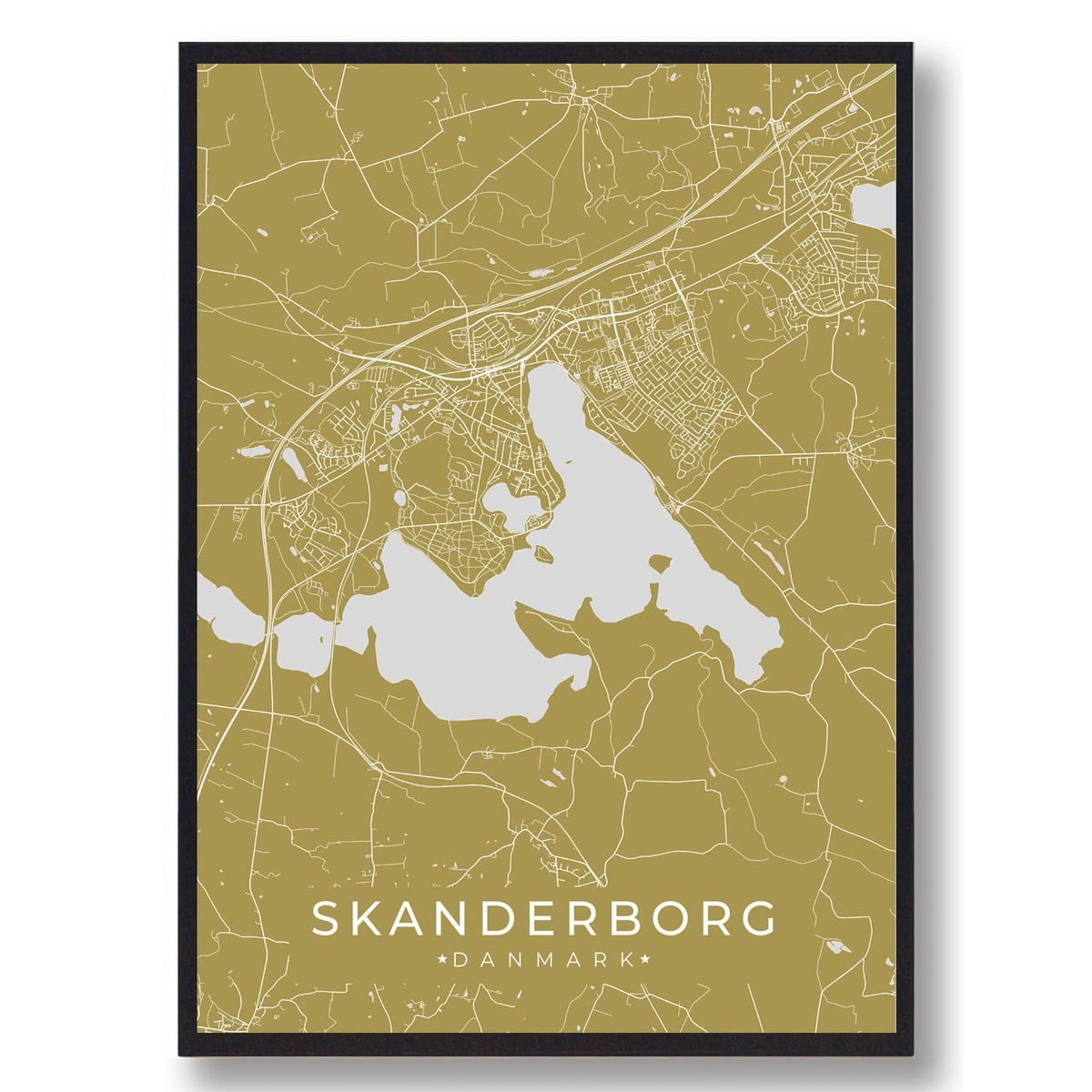 Skanderborg plakat - gul (Størrelse: L - 50x70cm (B2))