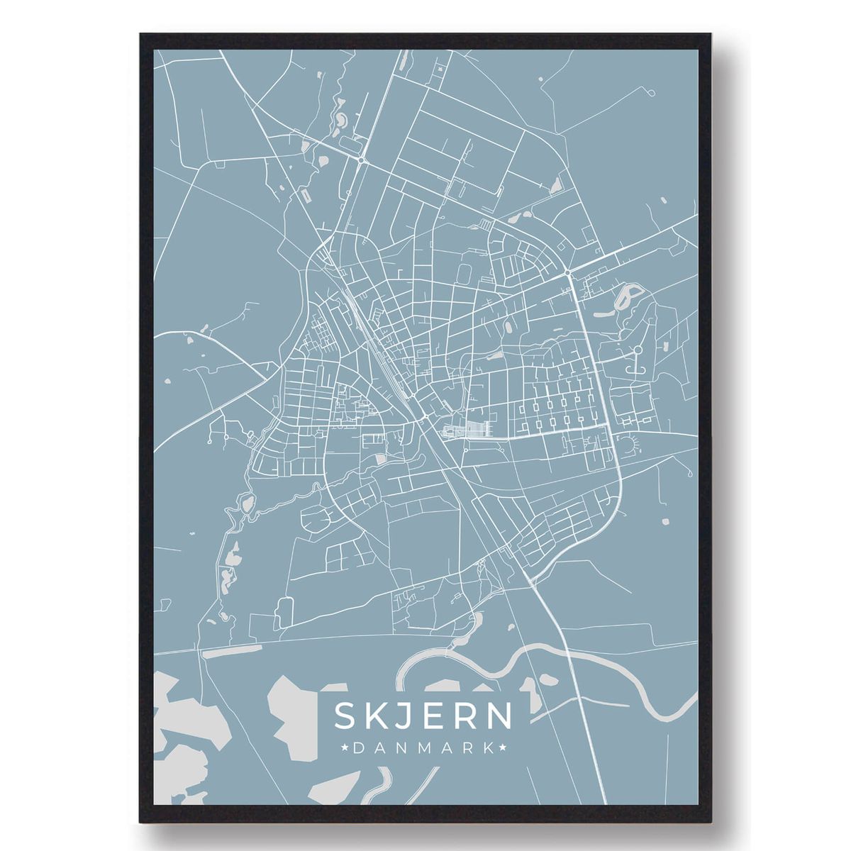 Skjern plakat - lyseblå (Størrelse: L - 50x70cm (B2))