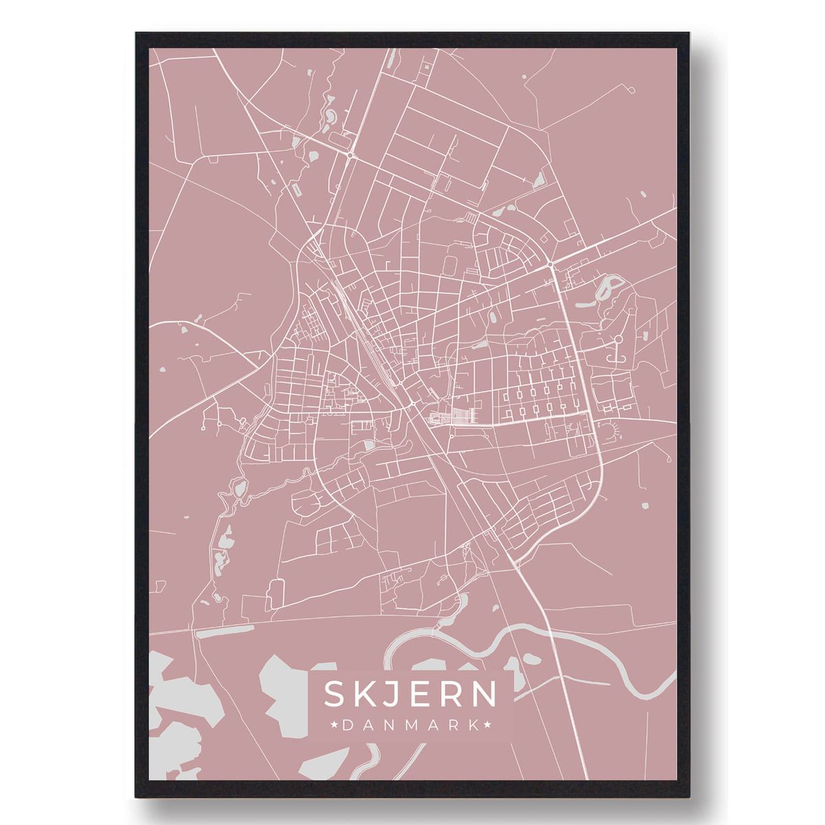 Skjern plakat - rosa (Størrelse: L - 50x70cm (B2))